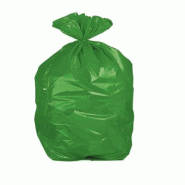 Sac poubelle domestique 55x60cm liens coulissants calibre 120 capacité 23l coloris vert rouleau 15 unités - C70522