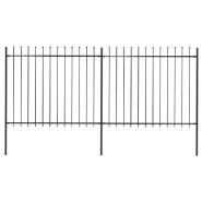 Vidaxl clôture de jardin avec dessus en lance acier 3,4 x 1,5 m noir 277630