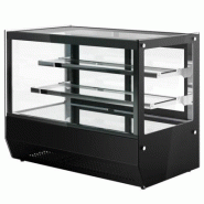 Vitrine réfrigérée positive à poser noire avec vitre droite - 120 L