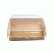 Betik Ecoline – 250 unités – Combo – Barquette sushi carton kraft  +  couvercle PET anti-bué – 22 x 9 x 4,8 cm - marron multi-matériau 1011170