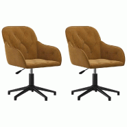 Chaises pivotantes à manger lot de 2 Marron Velours Modèle Calypso - 3103385