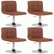 CLP Lot de 4 chaises lounge Palma V2 en similicuir ajustable et pivotant Marron clair - marron polyester 318662 CLP Lot de 4 chaises lounge Palma V2 en similicuir ajustable et pivotant Marron clair - marron polyester 318662