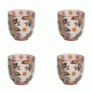 Coffret de 4 gobelets Siena 7 cm -  Décoré Rond Grès Table Passion 7x7 cm - multicolore Grès 3106232387456