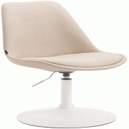 Décoshop26 - Chaise de salle à manger x1 pivotante hauteur réglable en tissu crème et pied trompette en métal blanc 10_0008277 - 3000266564695