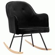 Décoshop26 - Fauteuil à bascule d'allaitement rembourré relax pour salon en velours noir DEC029065 - noir 3000257197017