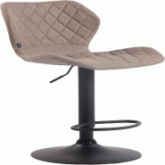 Décoshop26 - Tabouret de bar x1 avec coutures décoratives en forme de losanges en tissu taupe et métal noir 10_0004662 - noir métal 3000252220390