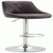 Décoshop26 - Tabouret de bar x1 pivotant hauteur réglable en similicuir marron surpiqûres décoratives cadre en métal chromé 10_0005989 - marron