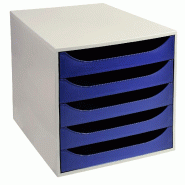Exacompta Module ECOBOX PLUS 5 tiroirs Office gris/bleu nuit - bleu 2296104D