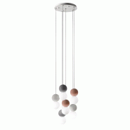 Gea Luce Sfera - Suspension 6 Lumières Avec Sphères En Béton Et Verre Opale - 6Xg9 Max 6X7W, Design Moderne, Ampoules Exclues - multicolore 8000000