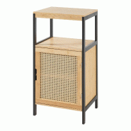 Helloshop26 - Armoire étagère 80 x 40 x 35 cm meuble de rangement de salle de bain MDF bambou rotin beige 03_0008886 - 3000224395651