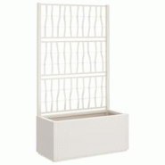 Helloshop26 - Jardinière bac lit surélevé plantes fleurs terrasse jardin avec treillis 80 x 36 x 140 cm PP blanc 02_0038300 - 3000214155333 Helloshop26 - Jardinière bac lit surélevé plantes fleurs terrasse jardin avec treillis 80 x 36 x 140 cm PP blanc 02_0038300 - 3000214155333
