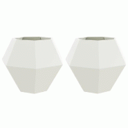 Helloshop26 - Lot de 2 jardinières rectangulaires élégantes pour extérieur 100 x 100 x 80 cm en acier blanc 02_0053093 - blanc acier 3000237755138