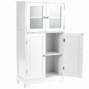 Helloshop26 - Meuble de rangement 58 x 30 x 109 cm avec étagères réglables espace optimisé moderne en mdf blanc 20_0012705 - blanc verre 3000227363138