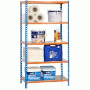 PROREGAL Étagère pour charges lourdes METAL SHARK | HxLxP 180x90x40cm | Charge du compartiment 180kg | Bleu-orange - gris métal PR_RS3-02 PROREGAL Étagère pour charges lourdes METAL SHARK | HxLxP 180x90x40cm | Charge du compartiment 180kg | Bleu-orange - gris métal PR_RS3-02
