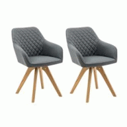 SalesFever Ensemble de 2 chaises rembourrées avec accoudoirs|Housse textile|Cadre en chêne massif|Matelassage en losanges dans la zone arrière|gris SalesFever Ensemble de 2 chaises rembourrées avec accoudoirs|Housse textile|Cadre en chêne massif|Matelassage en losanges dans la zone arrière|gris