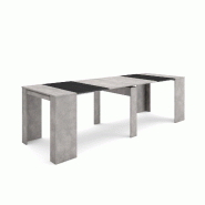 SKRAUT HOME Table console extensible, 260, Pour 12 personnes, Table à Manger, Ciment - gris Bois manufacturé 283_9