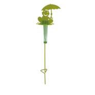 Support pluviomètre à piquer grenouille vert anis - h. 1,16 m - acier époxy