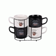 Tour de 4 mugs Mocha 39 cl - Décoré Rond Porcelaine Table Passion 13.5x9.5 cm - multicolore porcelaine 3106232313318 Tour de 4 mugs Mocha 39 cl - Décoré Rond Porcelaine Table Passion 13.5x9.5 cm - multicolore porcelaine 3106232313318