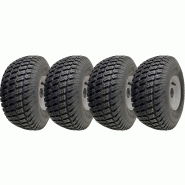15x6.00-6 Grass Lawnmower Wheels 65mm Hub, Tyre on Rim 20mm Bearings (Set of 4)