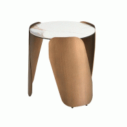 AC ANGEL CERDA Angel Cerdá Table d'angle ronde en marbre porcelainé et acier couleur bronze 2163C Ø50 x 50 - blanc céramique 8435631044529