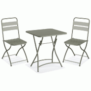 Breeze - Set de bistro en métal Vert - 2 chaises et table 60x60 cm