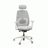 Chaise de bureau ergonomique Skandis Pro avec appui-tête gris / piètement blanc hjh OFFICE - gris polyester 609007