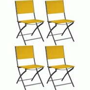 Chaise pliante en acier et toile Dream (Lot de 4) Graphite, moutarde Alizé - 3700866348144 Chaise pliante en acier et toile Dream (Lot de 4) Graphite, moutarde Alizé - 3700866348144