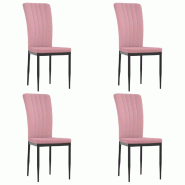 Chaises à manger lot de 4 Rose Velours Modèle Naïade - 326108