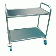 Chariot de service 2 niveaux en inox 86x53,5x93cm