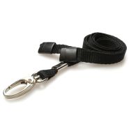 Cordons 10mm rPET - Tour de Cou Noire avec Clip Métal Lobster - Lot de 100 pièces - Ref. L-B-BKL Cordons 10mm rPET - Tour de Cou Noire avec Clip Métal Lobster - Lot de 100 pièces - Ref. L-B-BKL