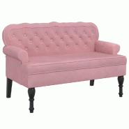 Décoshop26 - Banc canapé avec dossier capitonné accoudoirs 119,5 x 64,5 x 75 cm en velours rose DEC024658 - 3000254829294