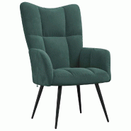 Décoshop26 - Fauteuil lounge chaise de canapé design moderne en velours vert foncé coutures décoratives DEC026783 - 3000256005269