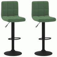 Décoshop26 - Lot de 2 tabourets de bar chaises hautes en velours vert foncé coutures carrées et acier noir DEC029897 - noir 3000257619786