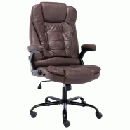 Helloshop26 - Chaise fauteuil siège de bureau informatique étude foncé similicuir daim brun 02_0024030 - métal 3000214647470