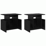 Helloshop26 - Lot de 2 meubles TV rectangulaires modernes rangement spacieux 50 x 35 x 45 cm en bois d'ingénierie noir 02_0054718 - noir Bois massif