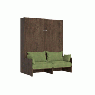 Itamoby Lit double escamotable Kentaro 160 cm avec canapé en noyer, vert - marron 8050598059395