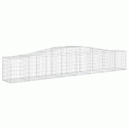 Panier de gabions clôture cage mur de soutènement arqué 400 x 50 x 60/80 cm fer galvanisé Argent 02_0040101 - métal 3000218968984