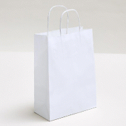 Sac kraft poignées torsadées blanc 18x8x24cm - par 50