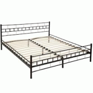 Tectake Lit design moderne avec sommier 200 x 180 cm noir - 401720 - noir acier 401720 Tectake Lit design moderne avec sommier 200 x 180 cm noir - 401720 - noir acier 401720