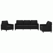 VidaXL Ensemble de canapés 3 pcs avec coussins Noir Velours Modèle Tradition - 3201481