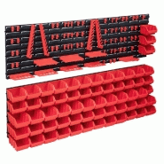 Vidaxl kit de bacs de stockage et panneaux muraux 141pcs rouge et noir 150814