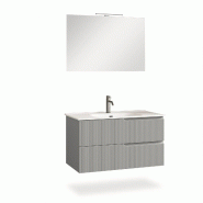 AQA Design Composition de salle de bain en MDF 4 pièces VENERE mat grey L.91 P.46,5 H.190 MPVE09-GRI - gris Bois manufacturé MPVE09-GRI