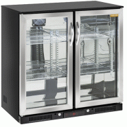Arrière-bar noir 2 portes vitrées inox - 228 L | Coolhead - BBA218