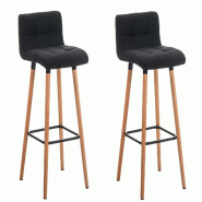 CLP Lot de 2 Tabourets de Bar Lincoln V2 Tissu Nature/Gris foncé - gris textile 304944