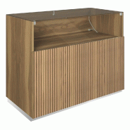 Comptoir vitrine côté bois Vertigo T01 MDF naturel et olivier 120x60x93cm