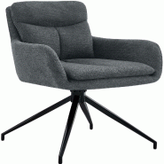 Décoshop26 - Chaise de salle à manger x1 avec accoudoirs assise fonction pivotante en tissu gris foncé 10_0007504 - gris 3000266145665