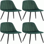 Décoshop26 - Set de 4 chaises de salle à manger coutures décoratives verticales en tissu vert et pieds métal noir 10_0001753 - noir métal 3000250