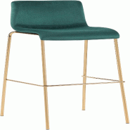 Décoshop26 - Tabouret de bar x1 en velours vert cadre métallique doré à quatre pieds style chic et moderne 10_0005949 - métal 3000265310484