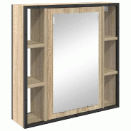 Helloshop26 - Armoire miroir rectangulaire gain de place salle de bain 60 x 16 x 60 cm en bois d'ingénierie chêne sonoma 02_0052135 - Bois massif 30