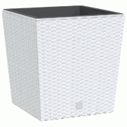 Helloshop26 - Jardinière bac lit surélevé plantes fleurs terrasse jardin et intérieur amovible 21 /32 L rotin PP blanc 02_0038603 - blanc 30002177
